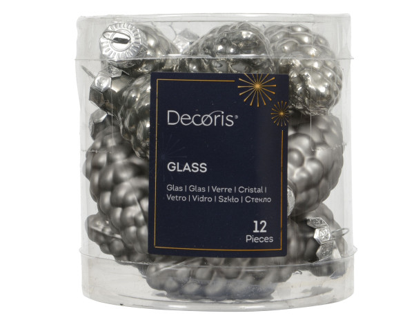 Weihnachtskugel-Box Zapfen ZART GRAU in grau aus Glas