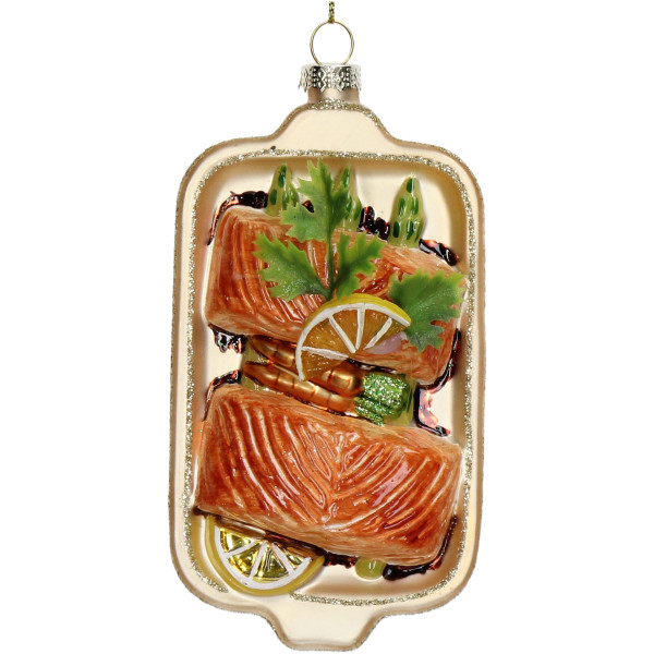 Weihnachtskugel LACHSPLATTE in mehrfarbig aus Glas