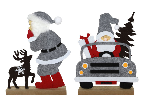 Dekofigur WEIHNACHTSMANN in grau aus Filz