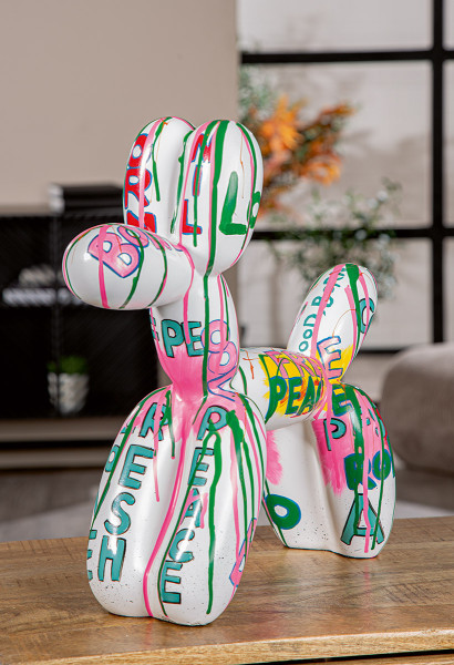 Figur BALLONHUND PALLONE in weiß aus Kunstharz