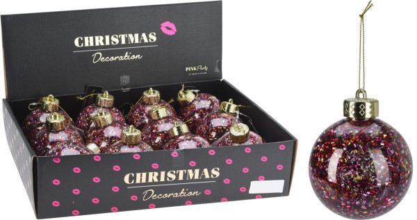 Weihnachtskugel CHRISTMAS in mehrfarbig aus Kunststoff