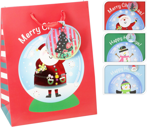 Geschenktasche CHRISTMAS in mehrfarbig aus Papier