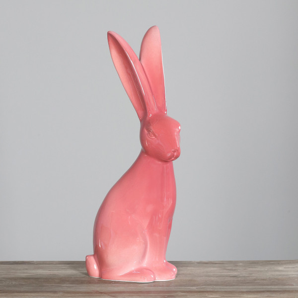 Hase in rose aus Porzellan