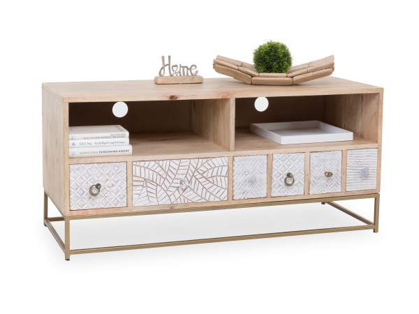 Lowboard SANSIBAR AMRUM in hellbraun aus recycled Altholz