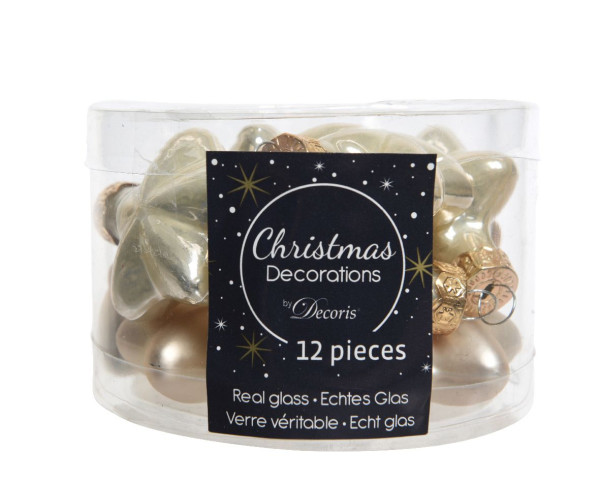 Weihnachtskugel-Box Sterne PERLE in Perlmutt aus Glas