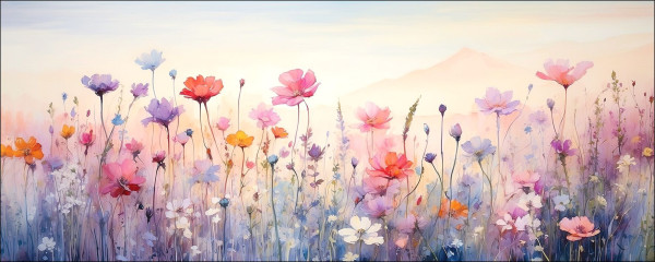 Glasbild WILDFLOWER MEADOW V in mehrfarbig aus Glas