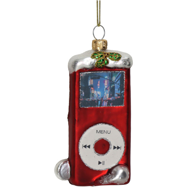 Weihnachtskugel MUSIC PLAYER in rot aus Glas
