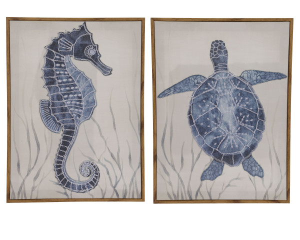 Bild SEEPFERDCHEN/SCHILDKRÖTE in blau