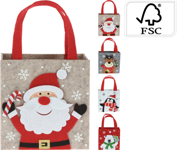 Geschenktasche WEIHNACHTSMANN in mehrfarbig aus Filz
