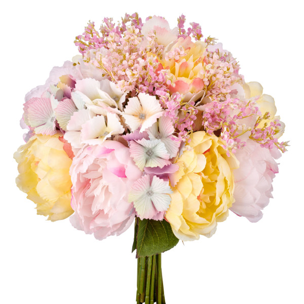 Kunstpflanze Päonien-Hortensie in bunt aus Kunststoff