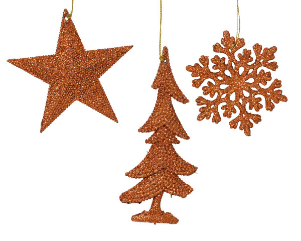 Christbaumschmuck Hänger GLITTER brandy in orange aus Kunststoff