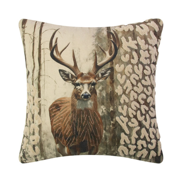 Kissen HIRSCH LEO in beige aus Baumwolle