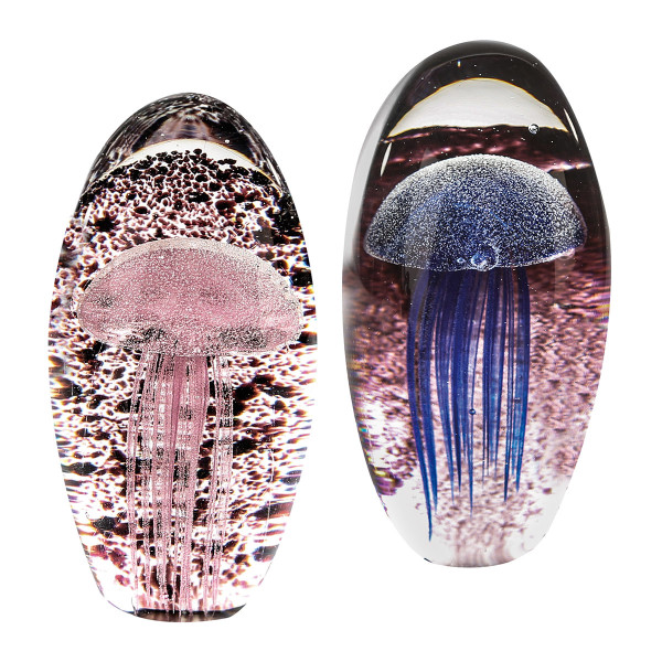 Briefbeschwerer QUALLE in mehrfarbig aus Glas