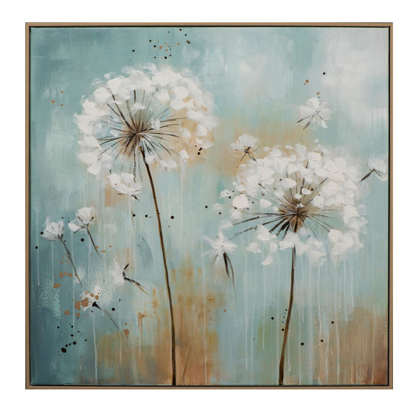 Gemälde PUSTEBLUMEN in blau aus Holz