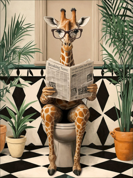 Keilrahmenbild LUSTIGE GIRAFFE in mehrfarbig aus Holz