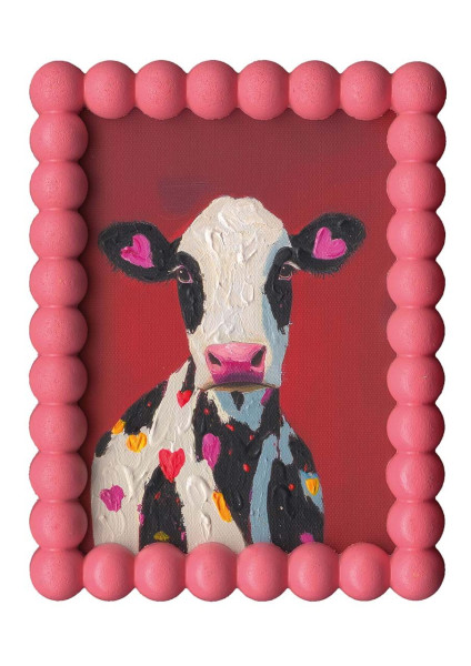 Gemälde PINK COW in pink aus Holz