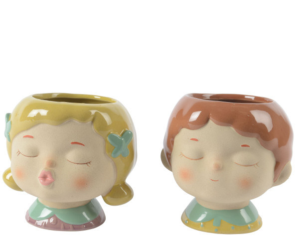 Übertopf MÄDCHEN in mehrfarbig aus Steingut