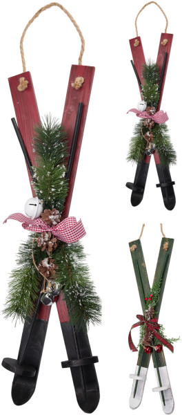 Christbaumschmuck Hänger SKI in mehrfarbig aus Holz