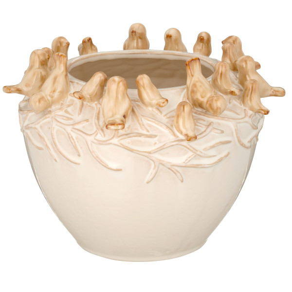 Vase VÖGEL in vanille aus Porzellan