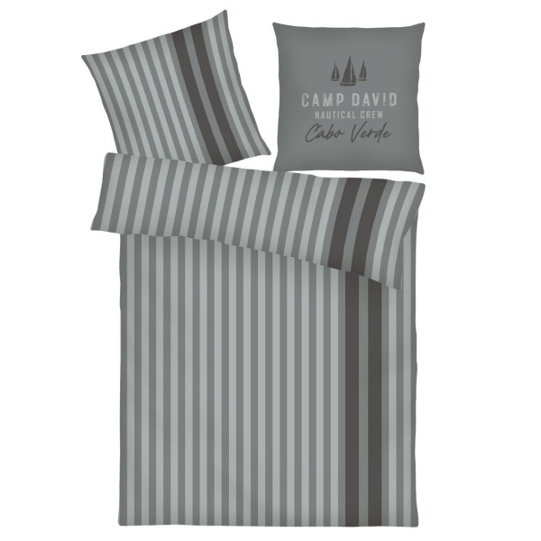 Bettwäsche CAMP DAVID Satin in grau aus Baumwolle