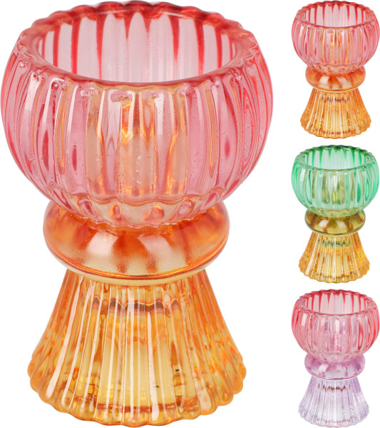 Kerzenhalter TULPE in mehrfarbig aus Glas