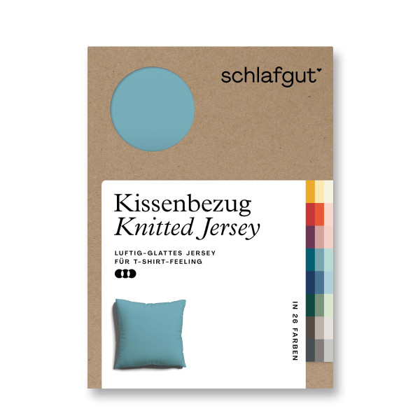 Kissenbezug Knitted Jersey in petrol aus Mischgewebe