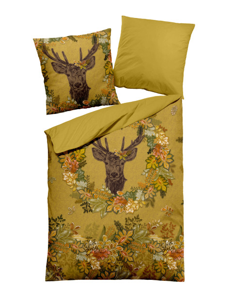 Bettwäsche HIRSCH Satin in Senf aus Baumwolle