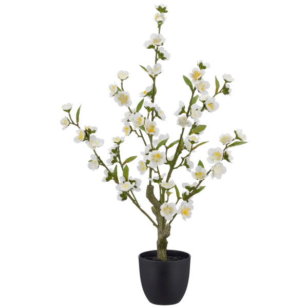 Kunstpflanze Kirschblüte in weiß aus Kunststoff