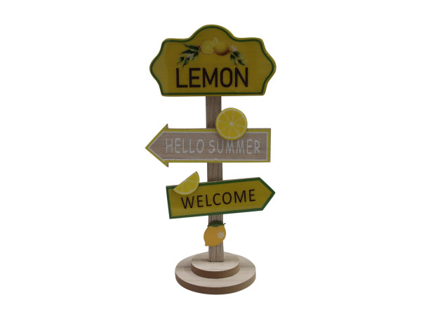 Aufsteller LEMON in gelb aus Holz