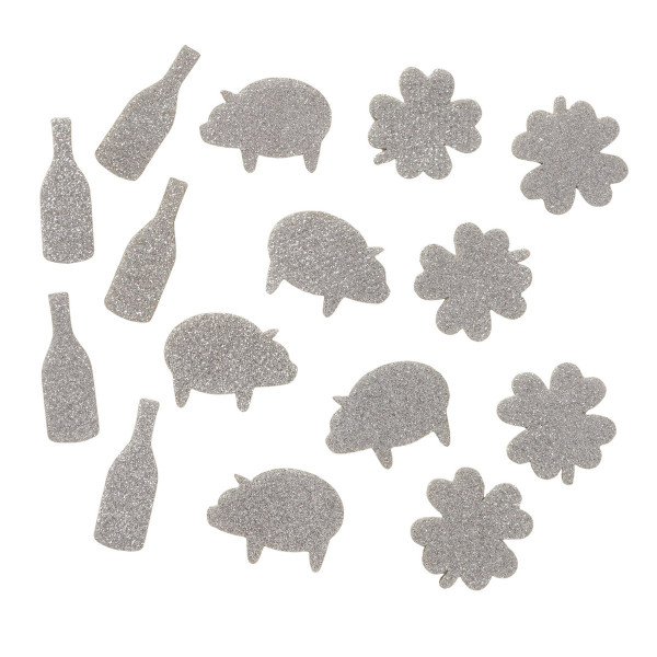 Streu-Set LUCK in silberfarben aus Polyester
