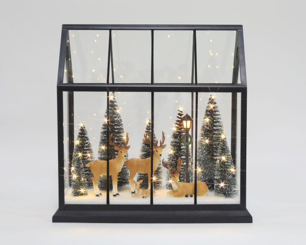 Laterne GARTENHÄUSCHEN in schwarz aus Kunststoff