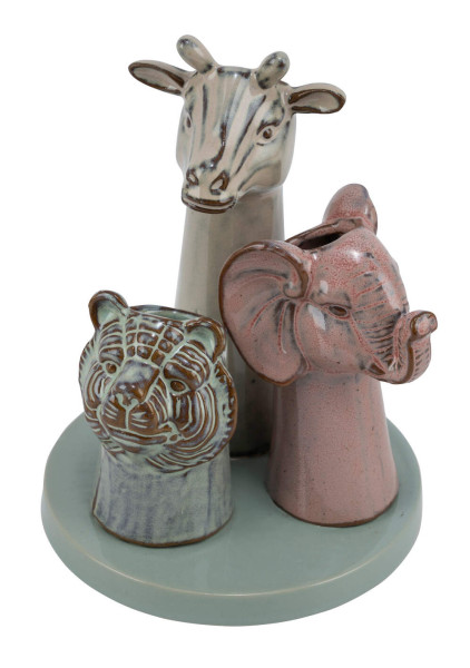 Vasen Arrangement ANIMALS in PASTELL aus Steingut