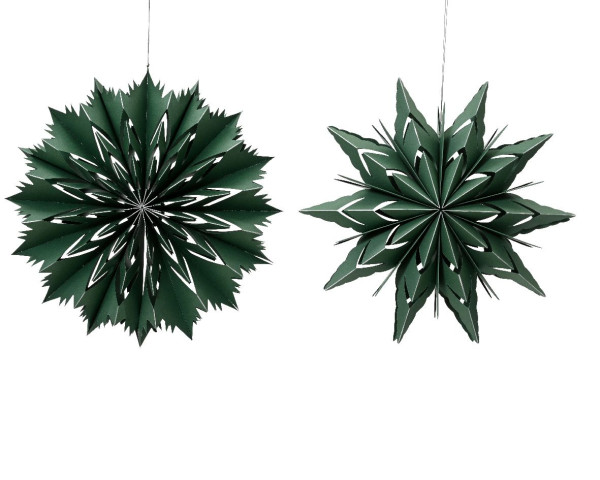 Christbaumschmuck Hänger Stern in grün aus Papier