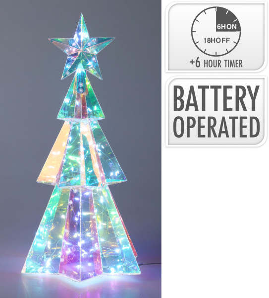 Dekoobjekt LED BAUM in mehrfarbig aus Materialmix