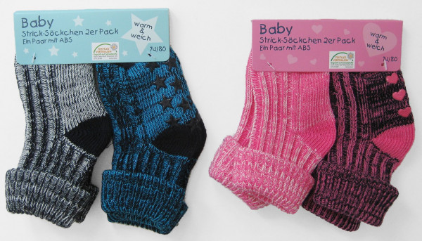 Babysocken Stricksöckchen in mehrfarbig aus Stoff
