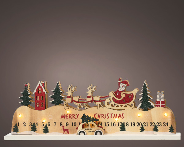 Dekoobjekt LED MERRY X-MAS in mehrfarbig aus Holz