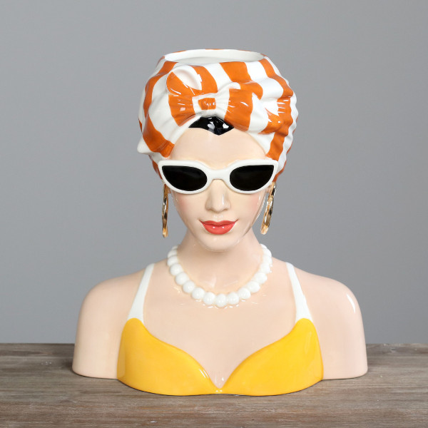 Deko-Büste in orange aus Keramik