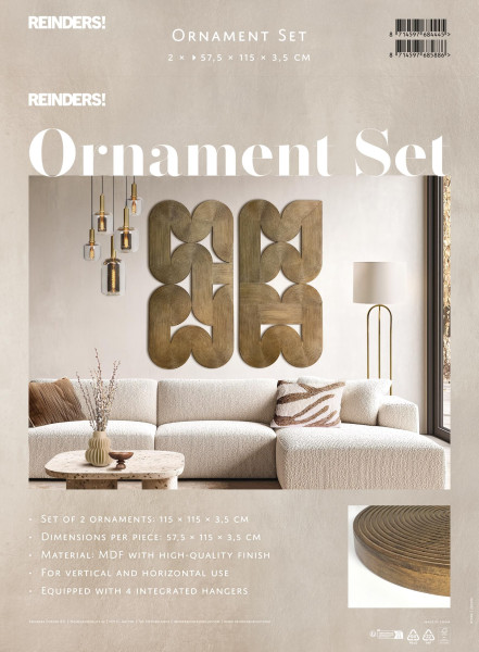 Wanddeko ORNAMENT-SET in braun aus MDF