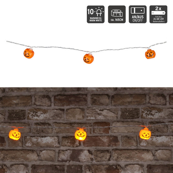 Lichterkette KÜRBIS LED in weiß aus Kunststoff