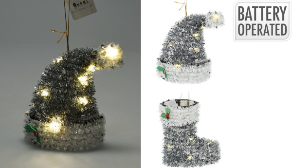 Dekoobjekt LED STIEFEL in silberfarben aus Papier