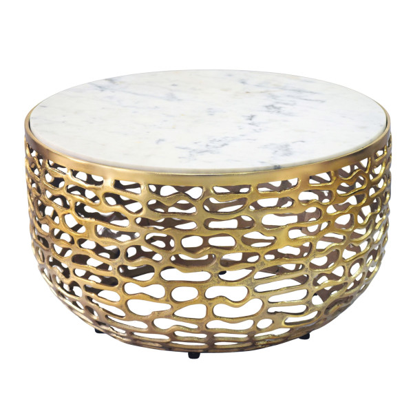 Couchtisch in goldfarben aus Materialmix
