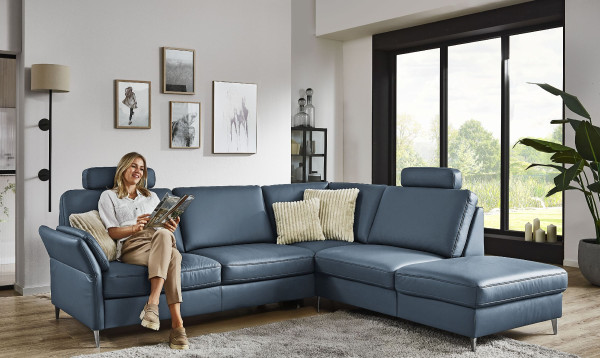 Polsterecke SYSTEMPOLSTER ZAZOU in grau aus Leder