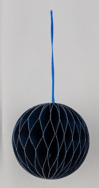Christbaumschmuck Hänger Kugel in blau/silber aus Papier