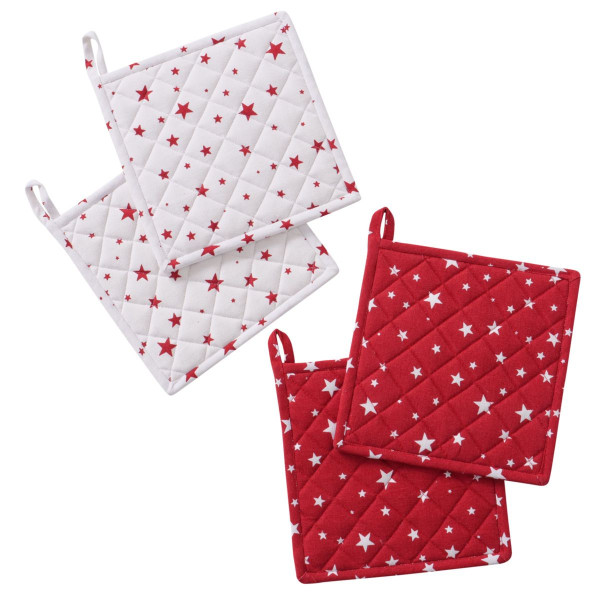 Topflappen-Set STERNY in mehrfarbig aus Baumwolle