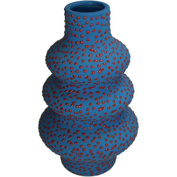 Vase SPOTS in blau aus Steingut