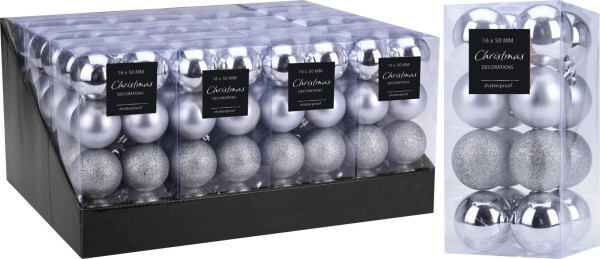 Weihnachtskugel-Set SILBER in silberfarben aus Kunststoff