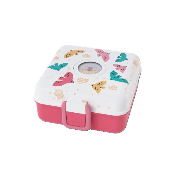 Lunchbox BIRDS in pink aus Kunststoff