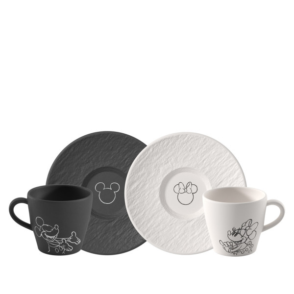 Tassen-Set MICKEY MOUSE in schwarz/weiß aus Bone China
