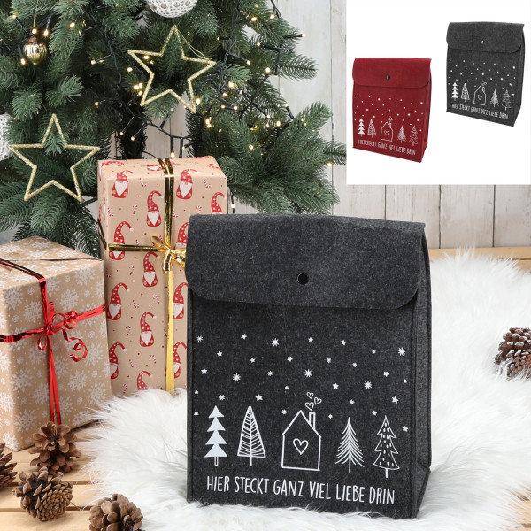 Geschenktasche X-MAS in grau aus Polyester
