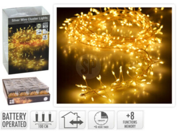 Lichterkette DRAHT CLUSTER LED in silberfarben aus Metall